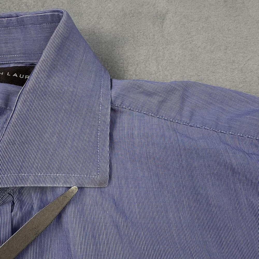 Ralph Lauren Black Label Dress Shirt Mens 15 Blue Pinstripe Classic Made Italy - Picture 5 of 13